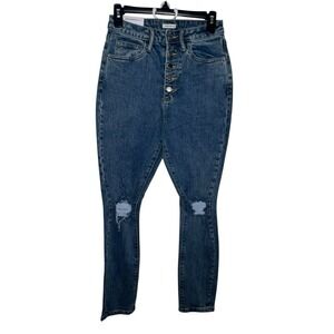 We Wore What Women's 26 Danielle Vintage Straight High Rise Jeans Distressed New